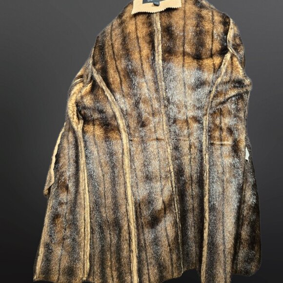 Y2K Penny Lane Coat Size M Boho Beige Faux Suede Brown Faux Fur Mid Length - Picture 12 of 13